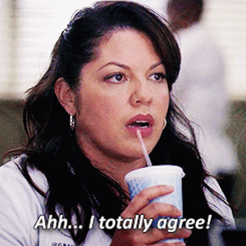 Woman Drinking From Cup With Straw Saying Ahh I Totally Agree GIF