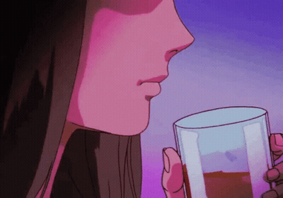 Woman Drinking From Glass On Pink Background GIF