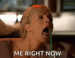 Woman Drinking From Glass With Green Straw Me Right Now GIF