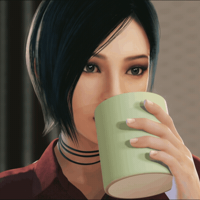 Woman Drinking From Green Cup With Choker GIF
