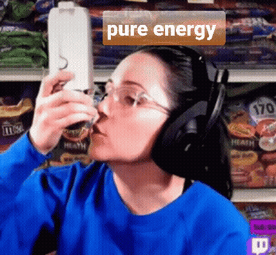 Woman Drinking From Pure Energy Bottle GIF