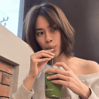 Woman Drinking Green Smoothie GIF