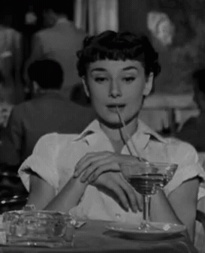 Woman Drinking Martini Through Straw GIF