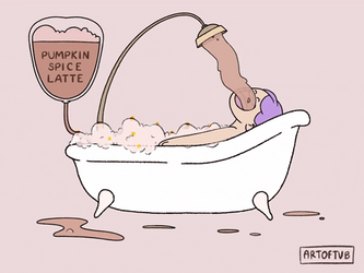 Woman Drinking Psl While In Bathtub GIF