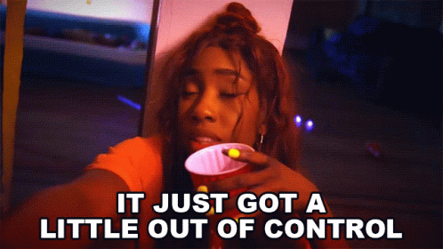 Woman Drinking Red Cup Out Of Control GIF