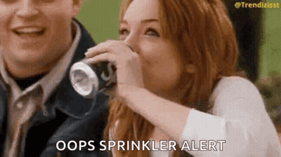 Woman Drinking Soda And Laughing Man Looking On GIF