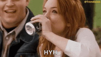Woman Drinking Soda From Can GIF