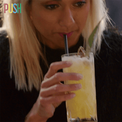 Woman Drinking Through Straw Push GIF