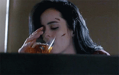Woman Drinking Whiskey At Window GIF