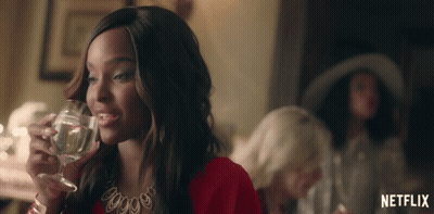 Woman Drinking Wine With Netflix Logo GIF