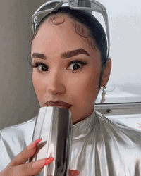 Woman Drinking With Oop Reaction GIF