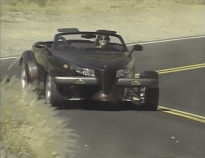 Woman Driving Black Convertible GIF