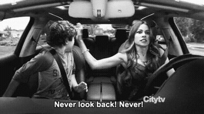 Woman Driving Car Boy In Back Seat Never Look Back GIF