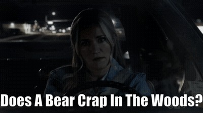 Woman Driving Car Does A Bear Crap In The Woods GIF