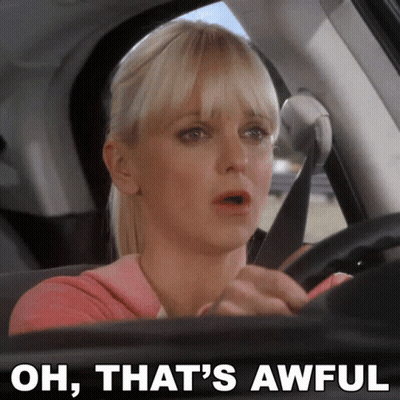 Woman Driving Car Saying Oh That's Awful GIF