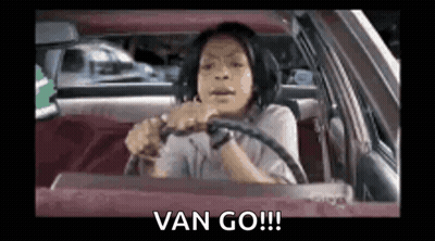 Woman Driving Car Saying Van Go GIF