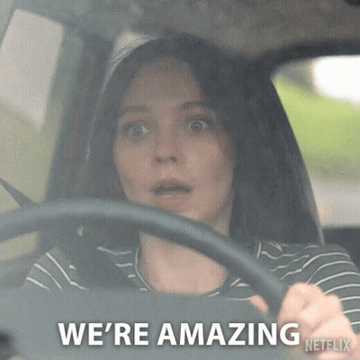 Woman Driving Car Saying We're Amazing GIF