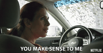 Woman Driving Car Saying You Make Sense To Me GIF