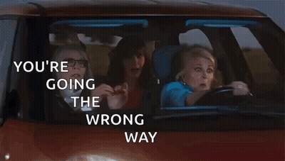 Woman Driving Car Says You're Going Wrong Way GIF
