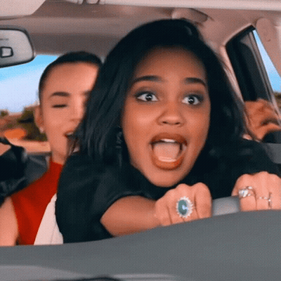 Woman Driving Car With Mouth Open GIF