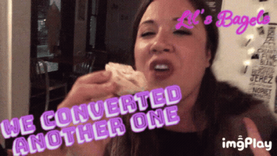 Woman Eating Bagel We Converted Another One GIF