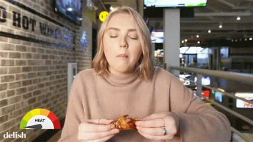 Woman Eating Chicken Wing GIF