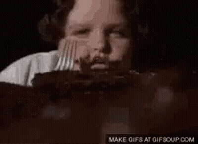 Woman Eating Chocolate Cake With Fork GIF