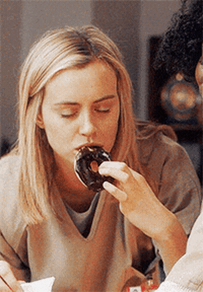 Woman Eating Donut With Another Woman GIF