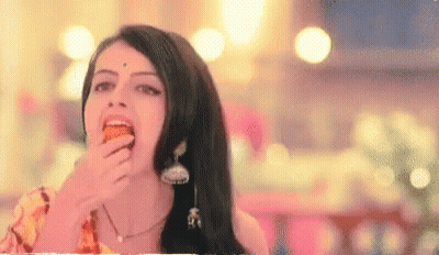 Woman Eating Food GIF