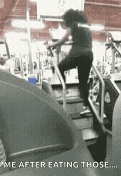 Woman Eating On Treadmill GIF