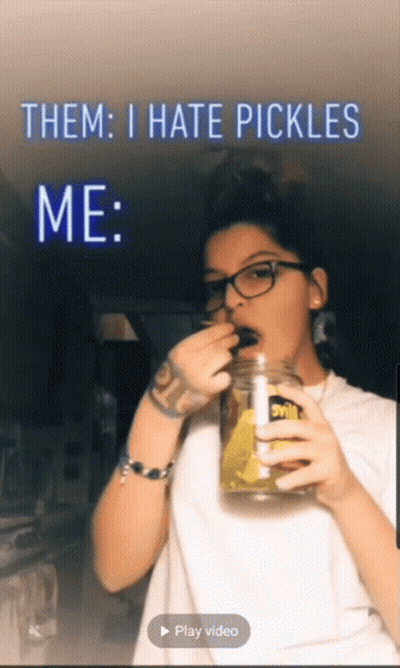 Woman Eating Pickles Saying Them I Hate Pickles Me GIF