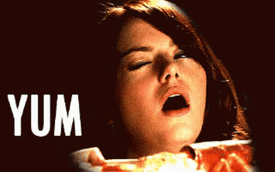 Woman Eating Pizza With Yum GIF