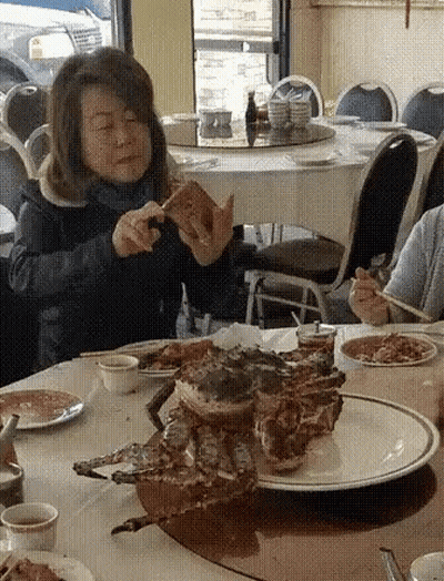 Woman Eating Sandwich At Restaurant Table GIF