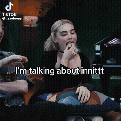 Woman Eating Sandwich Saying I'm Talking About Innittt GIF