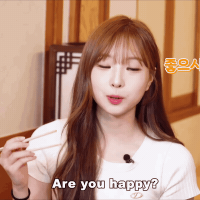Woman Eating With Chopsticks Saying Are You Happy GIF
