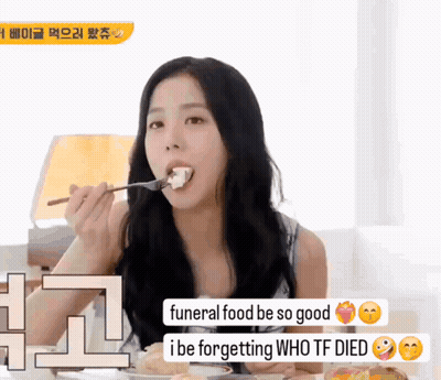 Woman Eating With Fork Funeral Food Be So Good GIF