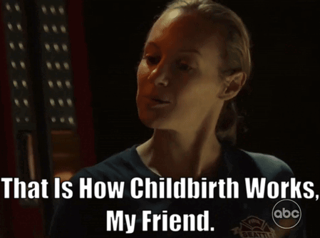 Woman Explains Childbirth GIF