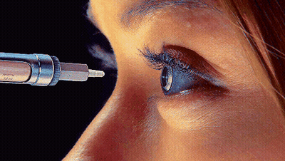 Woman Eye Close Up With Syringe Saying 10Ml GIF