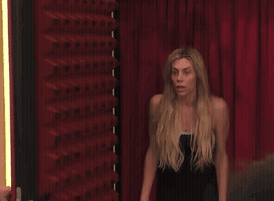 Woman Eyes Closed Red Curtain GIF