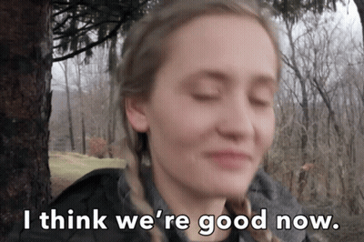 Woman Eyes Closed Saying I Think We're Good Now GIF