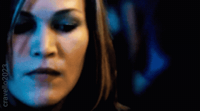 Woman Face Close Up Blue Background 2023 GIF