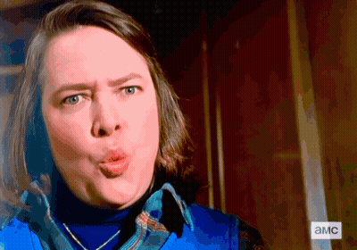 Woman Face Close Up With AMC Letters GIF