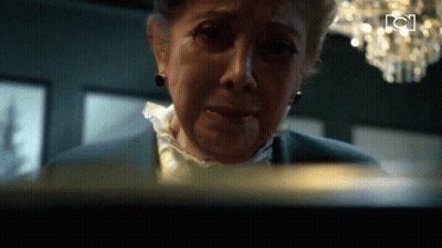 Woman Face Close Up With Letters TC GIF