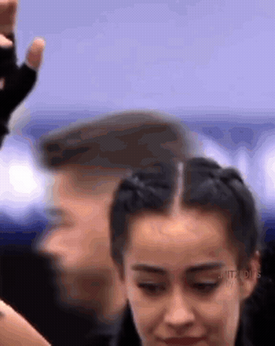 Woman Face Close Up With Man Hand GIF