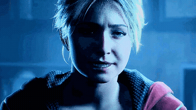 Woman Face In Blue Light GIF