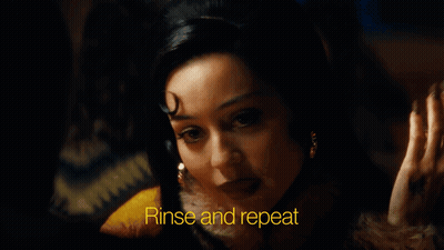 Woman Face Saying Rinse And Repeat GIF
