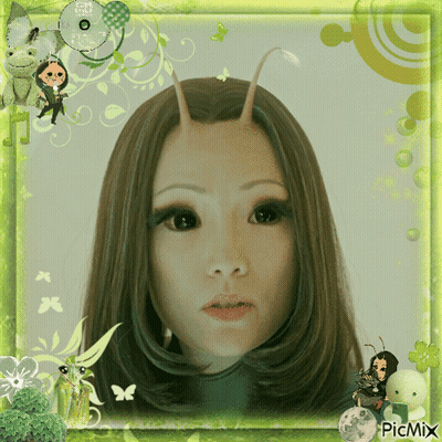 Woman Face Surrounded By Green Picmix Frame GIF