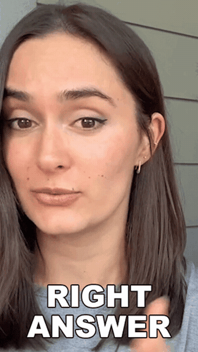 Woman Face With Right Answer Text GIF
