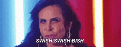 Woman Face With Swish Swish Swish Text GIF