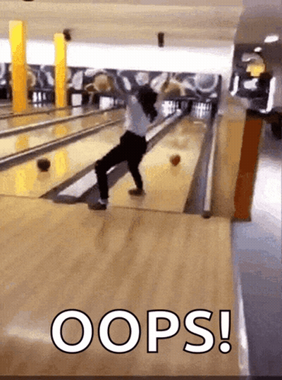 Woman Falling Down Bowling Alley Oops GIF